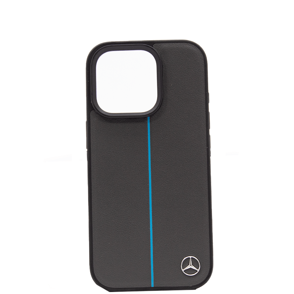 MERCEDES-BENZ Magsafe Case IPhone 16 Pro Black Leather With Grey Stripe