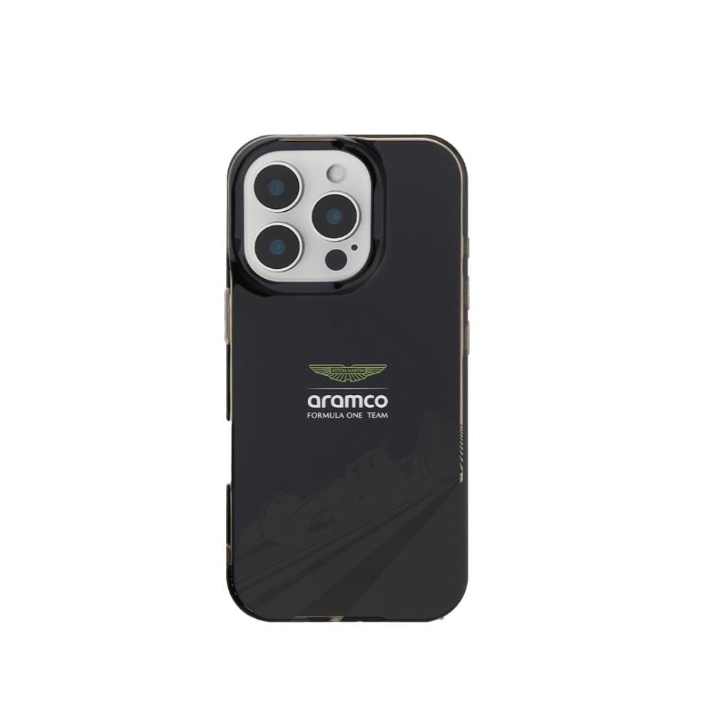 Aston Martin Aramco F1 MagSafe Case – iPhone 16 Pro (Black with F1 Car Logo)