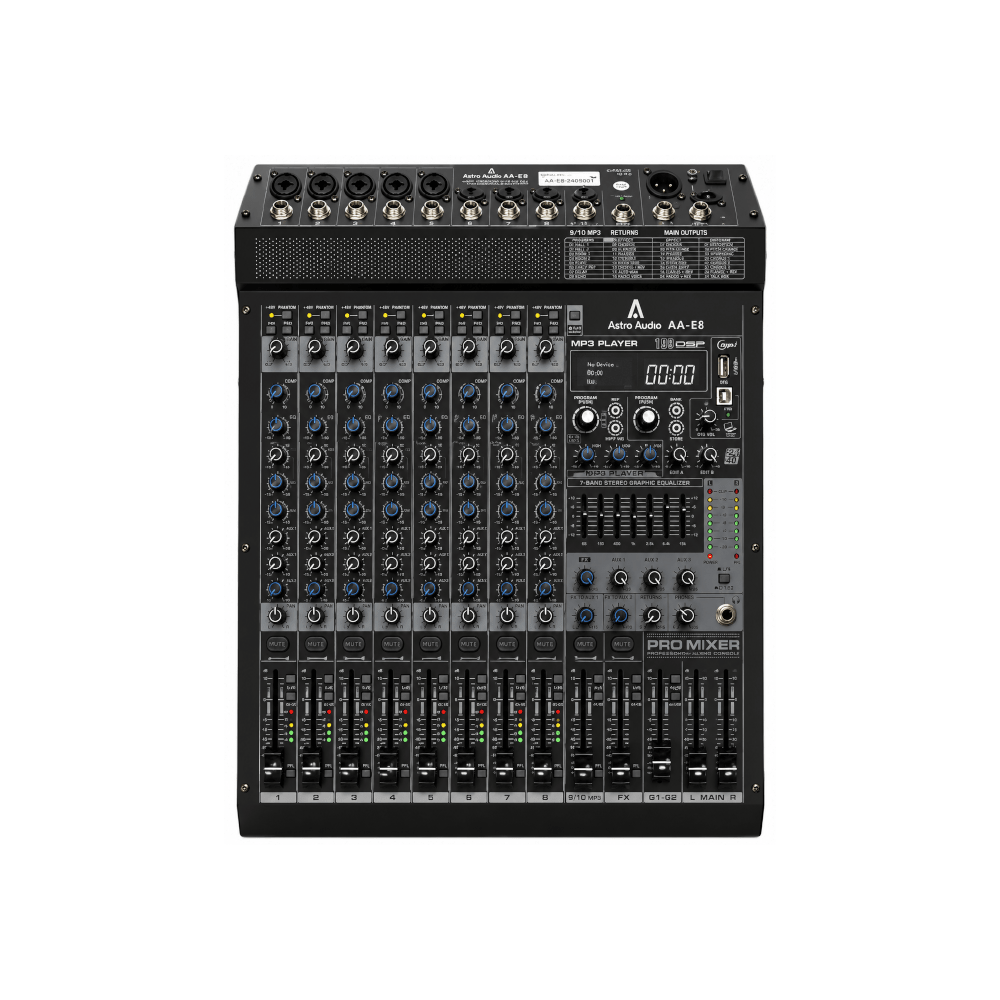 Astro Audio 8CH Desktop Mixer With USB AA-E8
