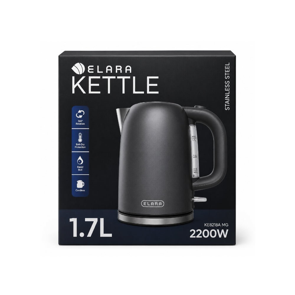 Elara 1.7L Stainless Steel, Cordless Kettle Matte Grey KE82118A MG