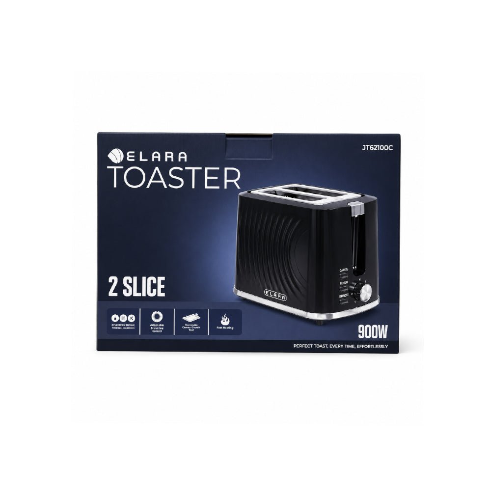 Elara 2 Slice Toaster 900W Black JT62100C BK