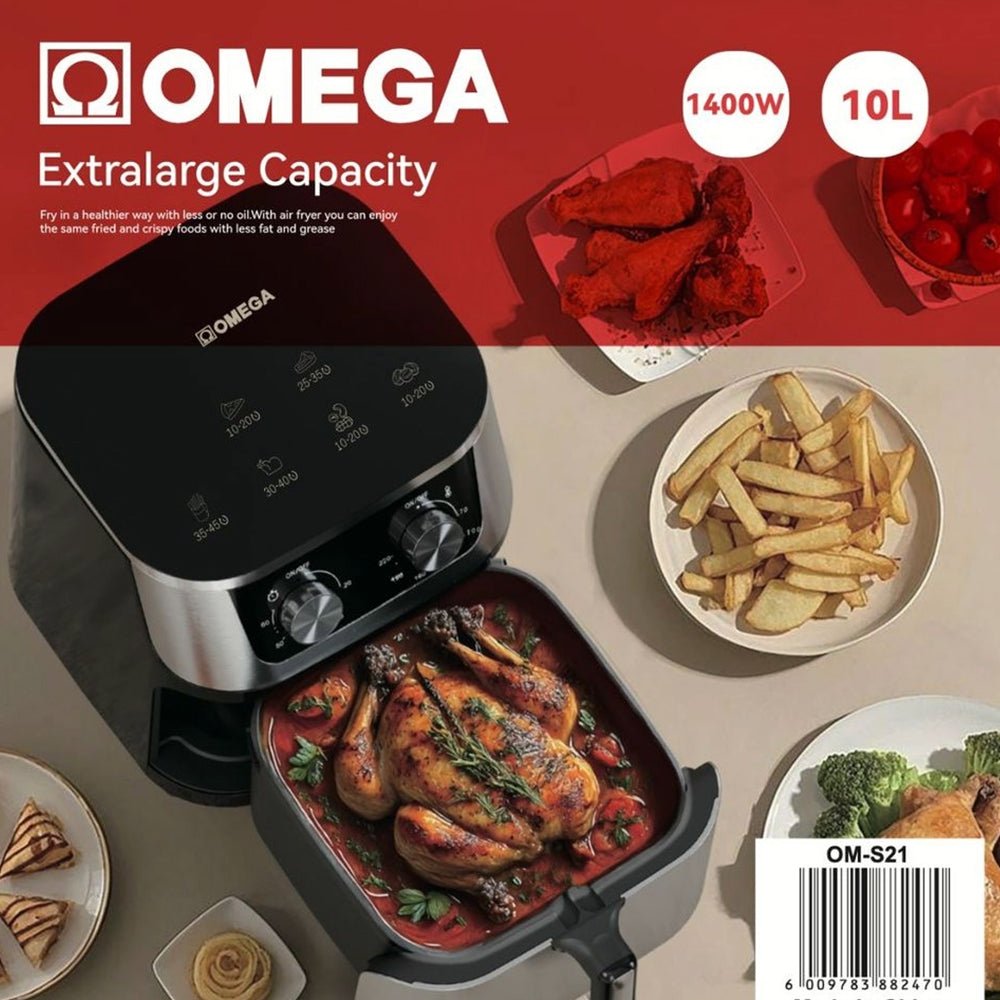 Omega 10L Dual Manual Dials AirFryer 1400W OM-S21