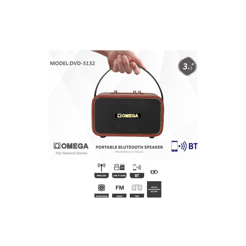 Omega Rewind Series Portable Bluetooth Speaker DVD-5132