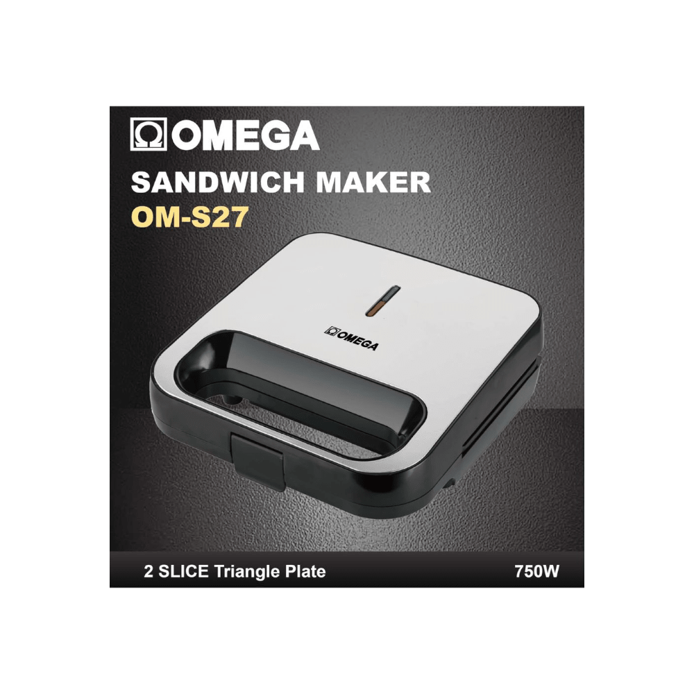 Omega 2-Slice Triangle Plate Sandwich Maker 750W White OM-S27 WH