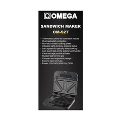 Omega 2-Slice Triangle Plate Sandwich Maker 750W White OM-S27 WH