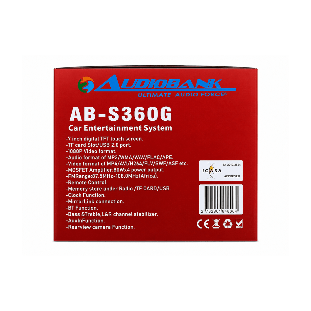 AudioBank 7" Digital Double Din TFT Touch Screen AB-S360G