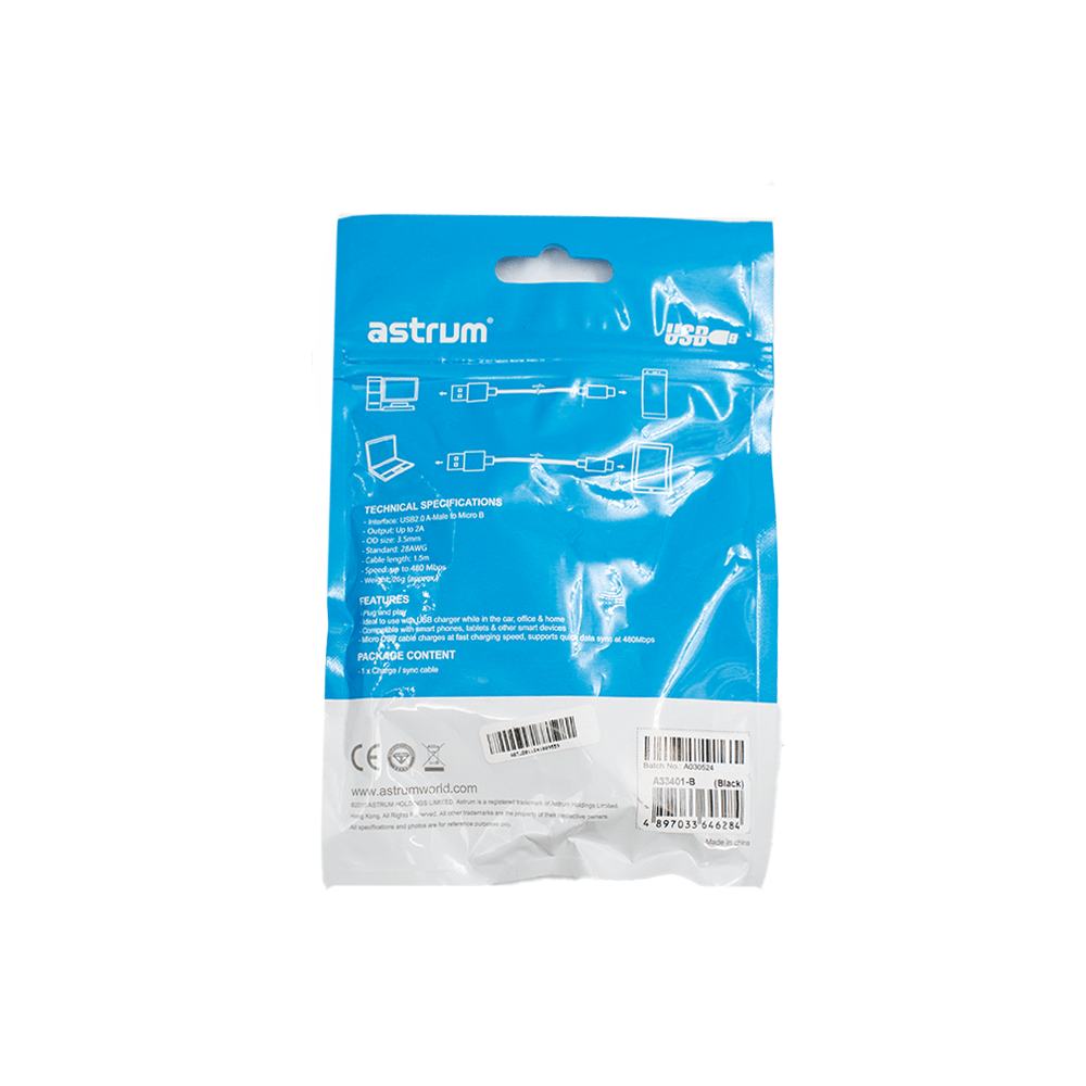 Astrum UD115 Micro USB to USB 1.5M Mobile Cable